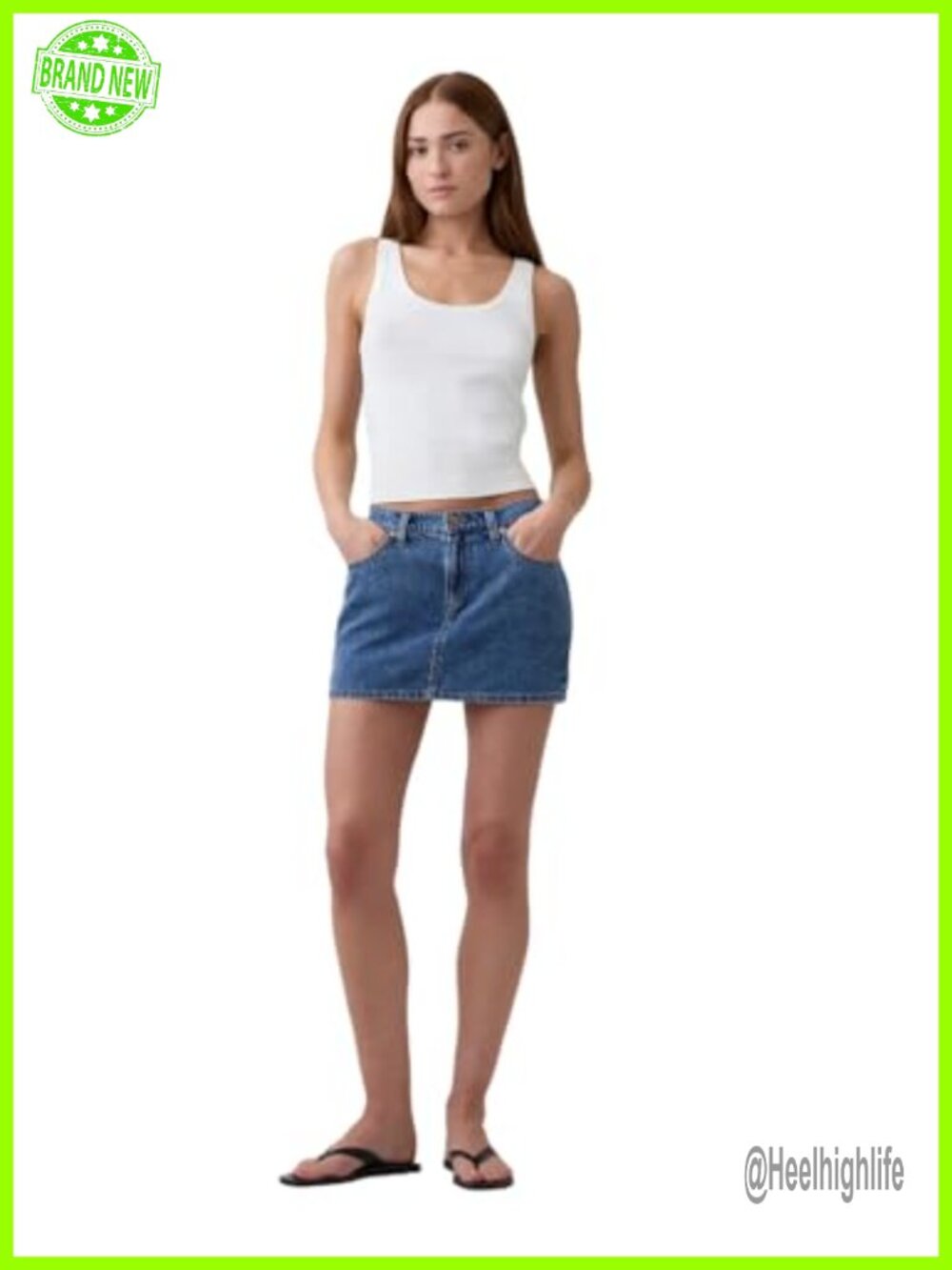 Denim Mini Skort Built-In Shorts Mid Rise Casual Skort
